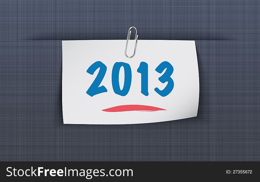 2013 on sticky note attached to the linen background with paper clip. Vector illustration. 2013 on sticky note attached to the linen background with paper clip. Vector illustration