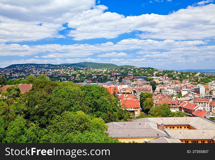 View on the part of Budapest with little houses