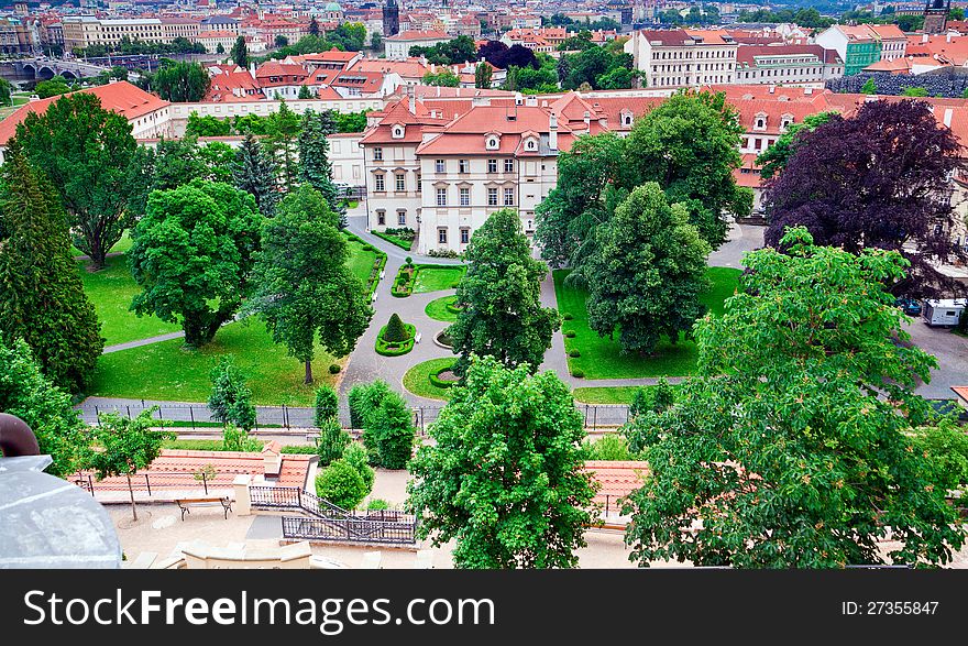 View of the Great Furstenberk Garden from Lesser Town (Hradcany)