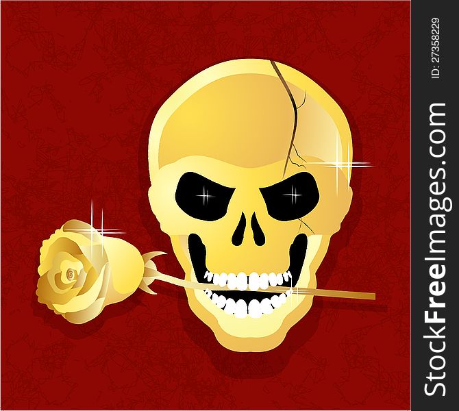 Golden skull with a rose in his teeth for the Reds against