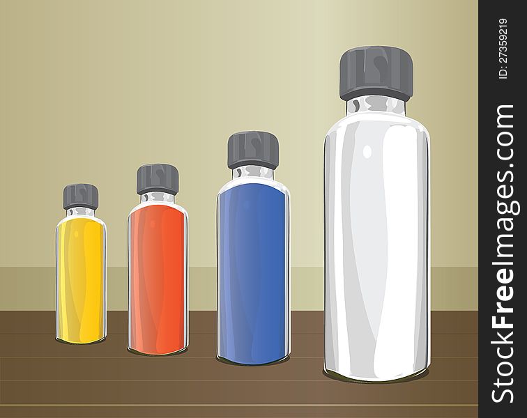 Medicine glass bottles.