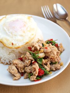 Fried Basil Leave With Pork , Thaifood Stock Photography Fried Basil Leave With Pork , Thaifood Stock Photography
