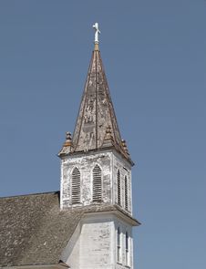 Old Wooden Church Steeple Isolated. Stock Images