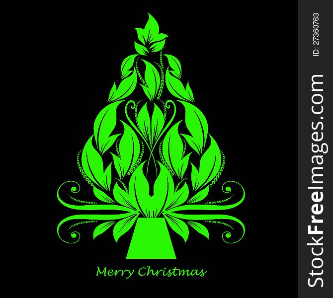 Beautiful abstract christmas tree isolated on black background. Beautiful abstract christmas tree isolated on black background
