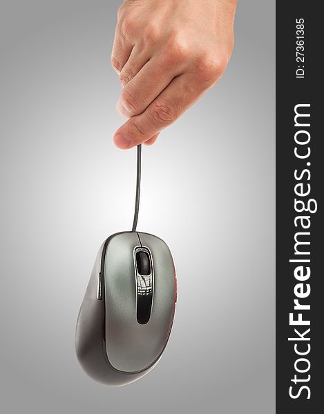 Computer mouse in hand man