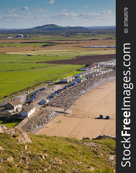 Brent Knoll and Brean beach from Brean Down in Somerset