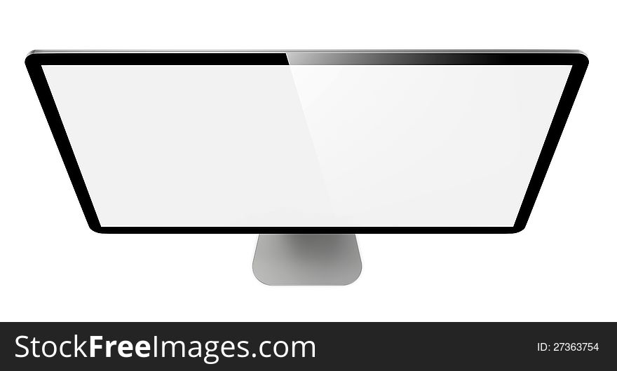 Modern Widescreen Lcd Monitor. On White Background.