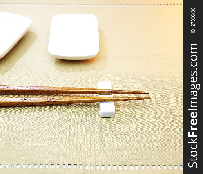 Chopsticks and asian set table