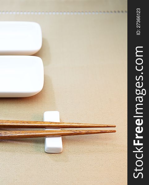 Chopsticks and asian set table