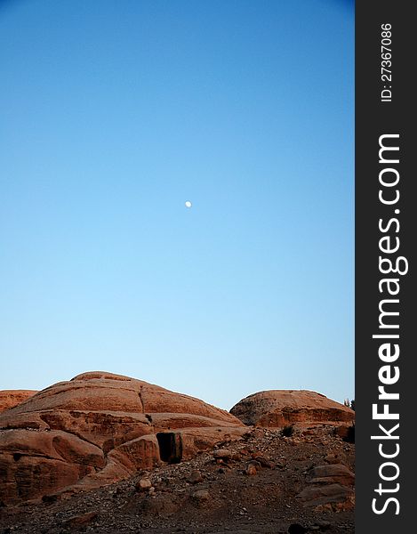 Rocks under sky in Petra, Jordan