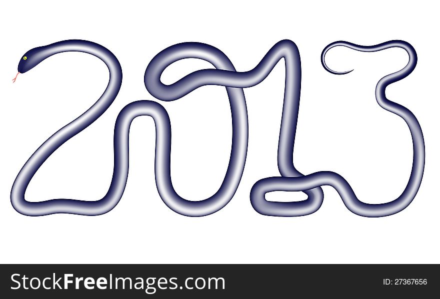Snake inscription 2013 as New Year symbol isolated on white background. Snake inscription 2013 as New Year symbol isolated on white background