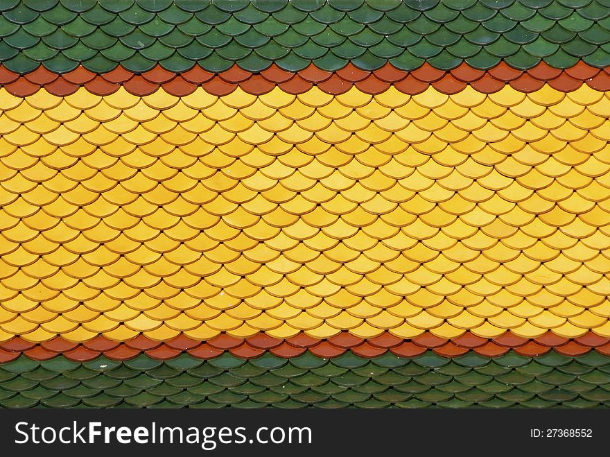 Green and yellow roof tiles