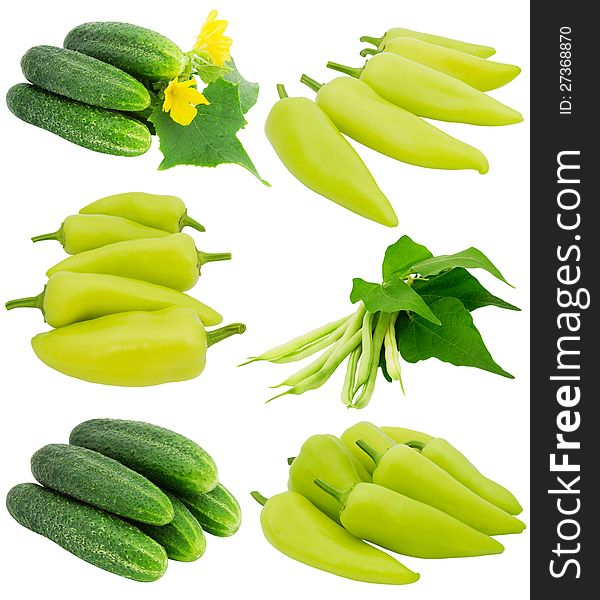 Collection of fresh vegetables isolated on a white background