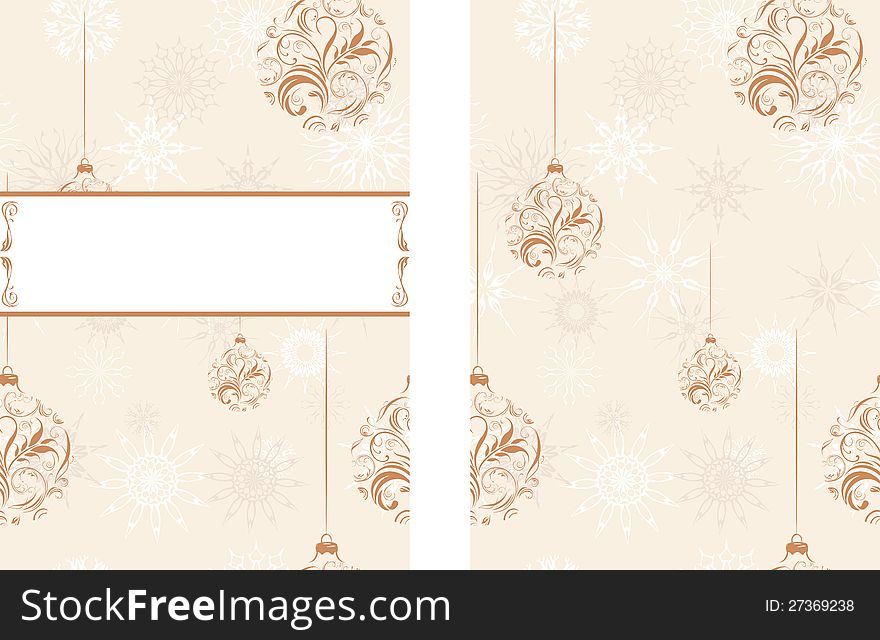 Background with snowflakes and Christmas balls