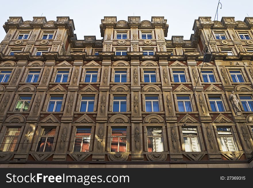 Facade of building in downtown Prague. Facade of building in downtown Prague