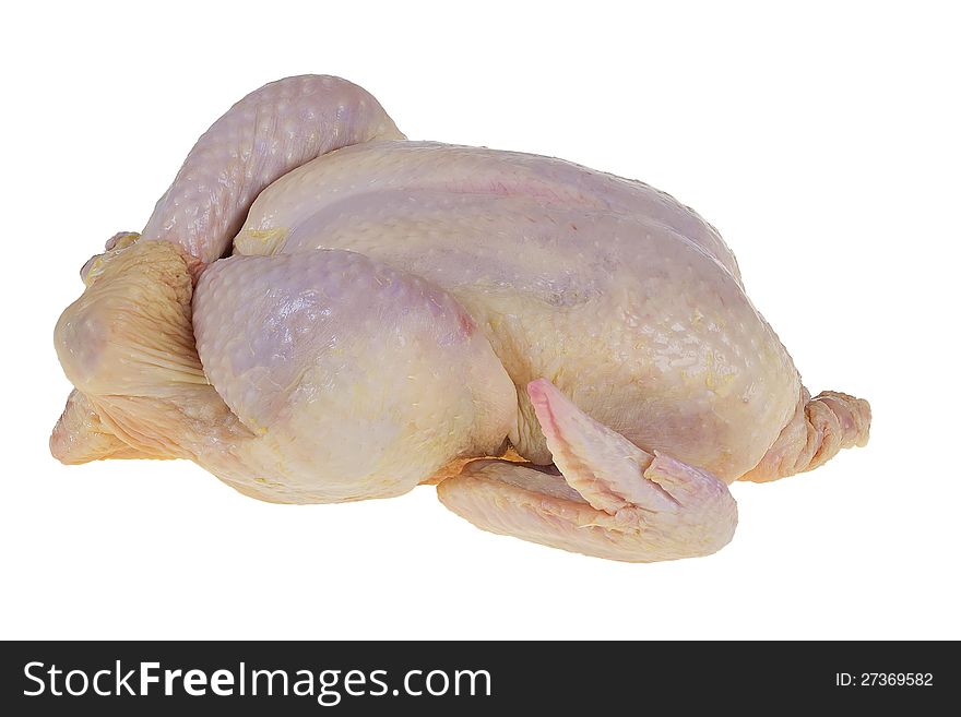 One raw chicken,isolated on white background