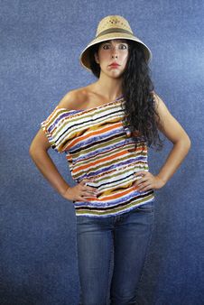 Portrait Of A Latin Woman With Shirt Colors Royalty Free Stock Photography Portrait Of A Latin Woman With Shirt Colors Royalty Free Stock Photography