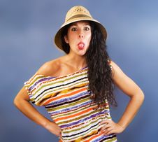 Portrait Of A Latin Woman With Shirt Colors Stock Photography