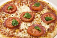 Pizza With Salami Stock Photos