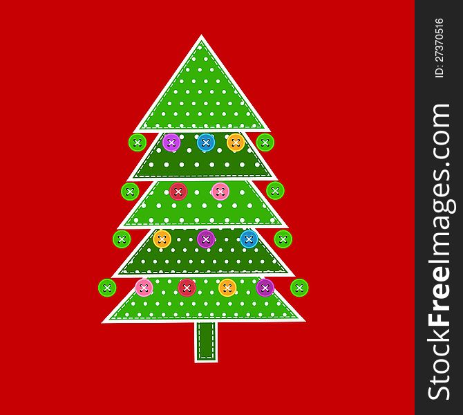 Christmas tree in patchwork style. Vector illustration
