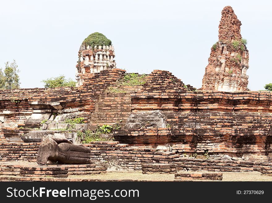 Ancient temple of Ayutthaya, Wat Mahathat, Thailand.