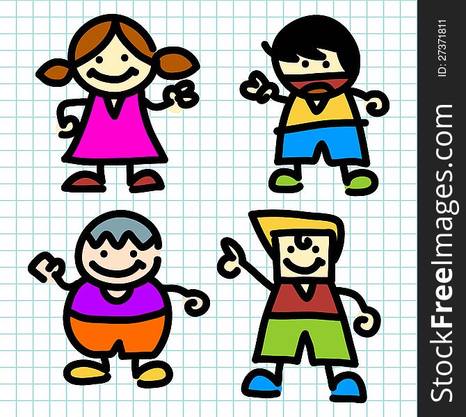 Kids hand writing cartoon .Vector