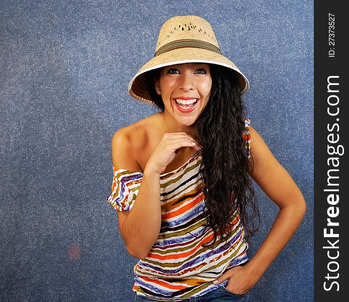 Portrait of a latin woman with shirt colors