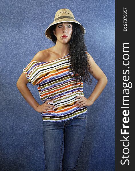 Portrait of a latin woman with shirt colors