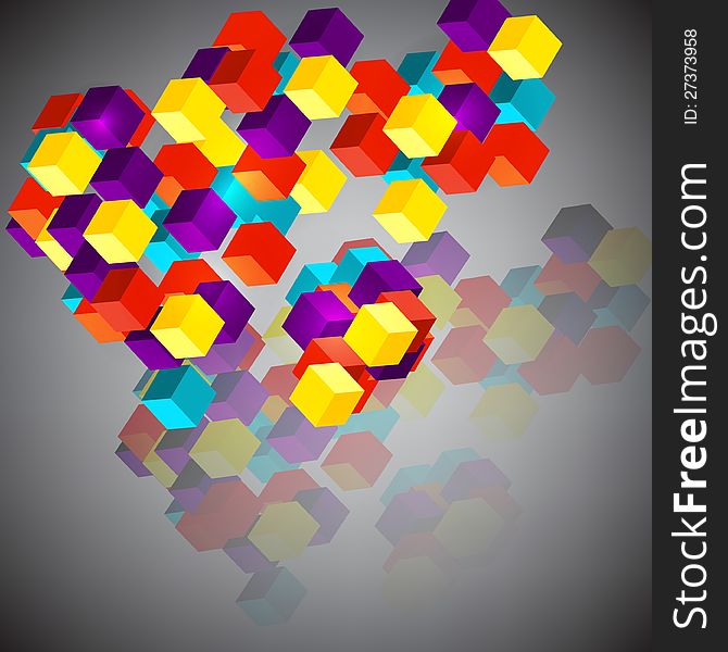 Abstract background with 3d cubes.