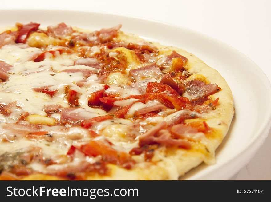 Italian pizza with bacon and cheese