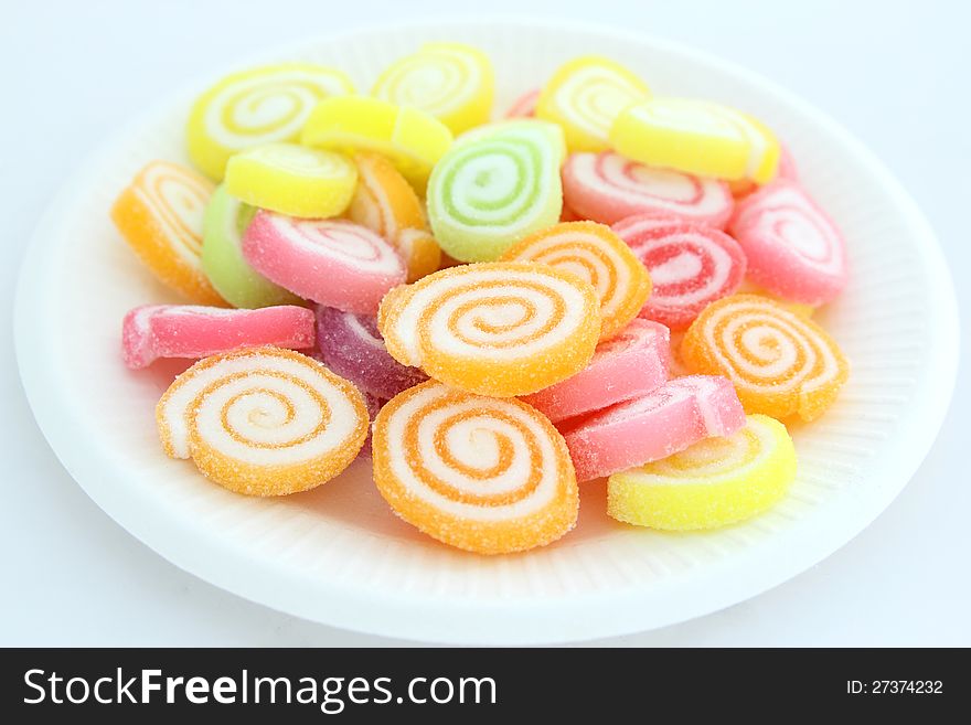 Colorful Jelly Candy on white plate