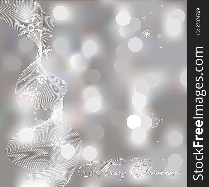 Abstract Christmas background with snowflakes in silver color