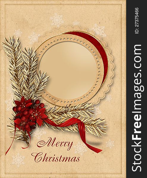 Victorian background with Christmas postcard, with space for photo and text. famiy album. Victorian background with Christmas postcard, with space for photo and text. famiy album