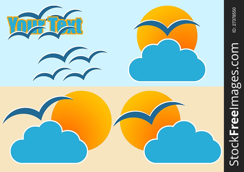 Sun and Cloud logo / illustration, can be used as logo of a travel company or hotel for seasonal holidays. Also available in to isolate from background.