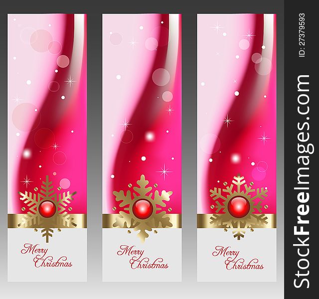Vector Christmas banners with decoration and gold embellishment. Vector Christmas banners with decoration and gold embellishment