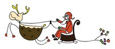 Rudolph Santa Sleigh Christmas Cartoon Hand Drawn Stock Photography Rudolph Santa Sleigh Christmas Cartoon Hand Drawn Stock Photography