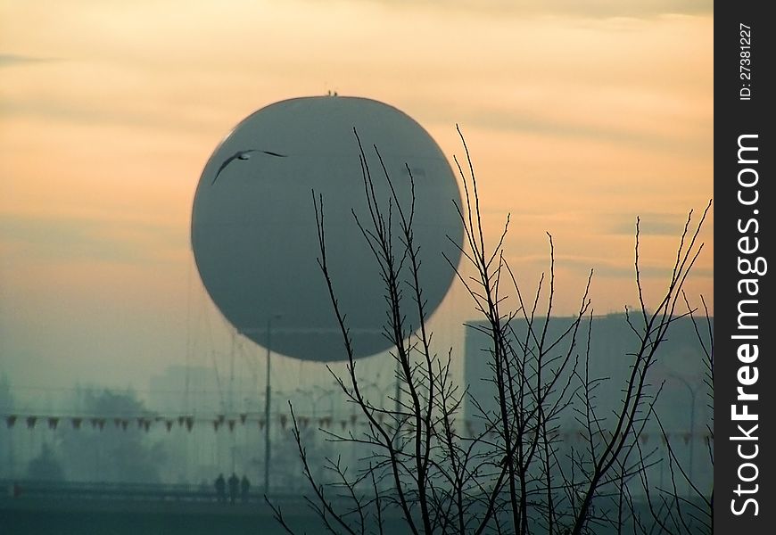 Flight of balloon in Krakow