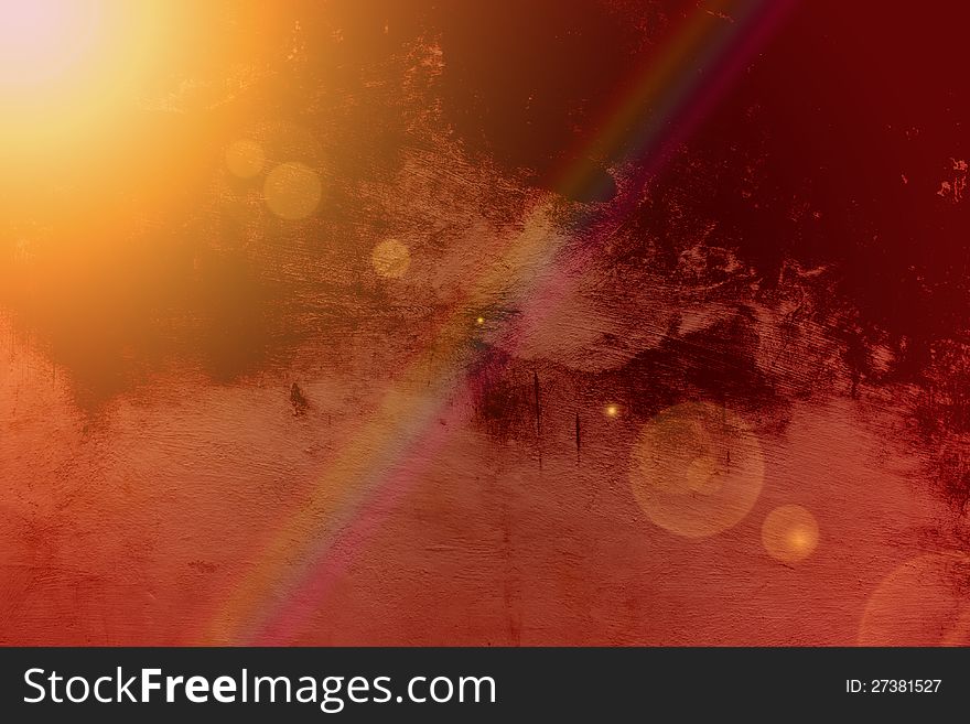 Sunrise effect on concrete wall background
