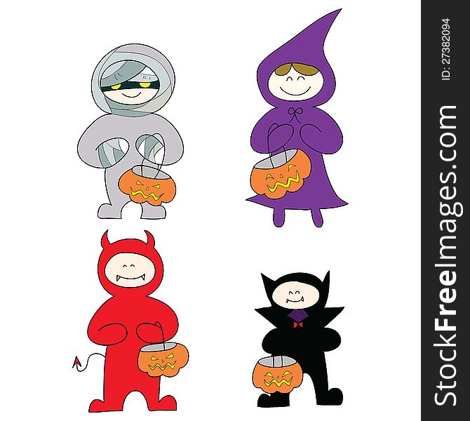 Hand draw halloween cartoon character illustration. Hand draw halloween cartoon character illustration