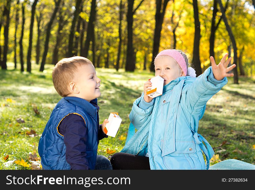 Children enjoying a refreshing drink