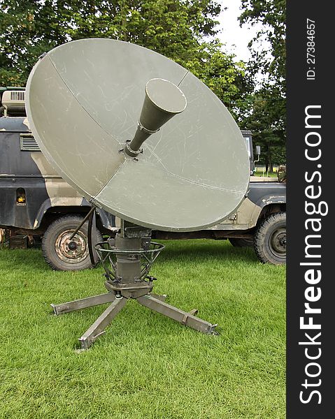 A Green Portable Military Communications Satellite Dish.