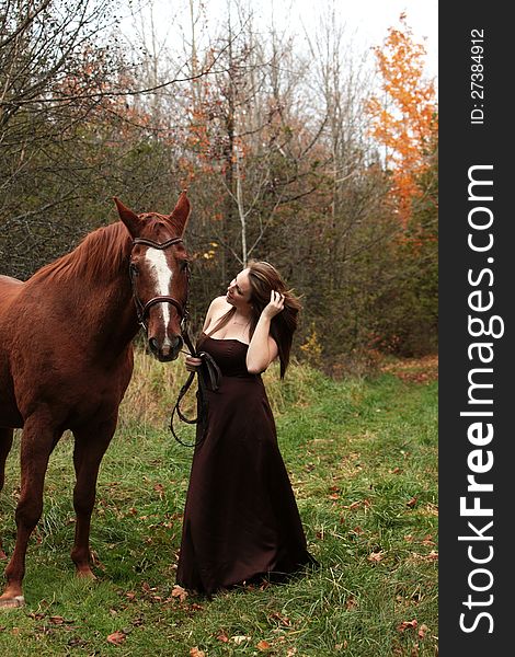 Formal Young Lady And Her Horse