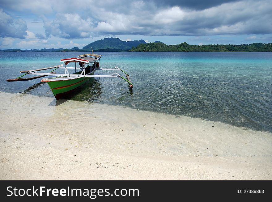 Indonesian boat on the beach