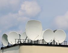 Satellite Dishes On The Roof Royalty Free Stock Images Satellite Dishes On The Roof Royalty Free Stock Images