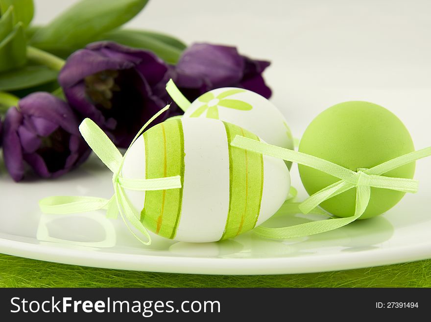 Easter eggs with color tulips. Easter eggs with color tulips