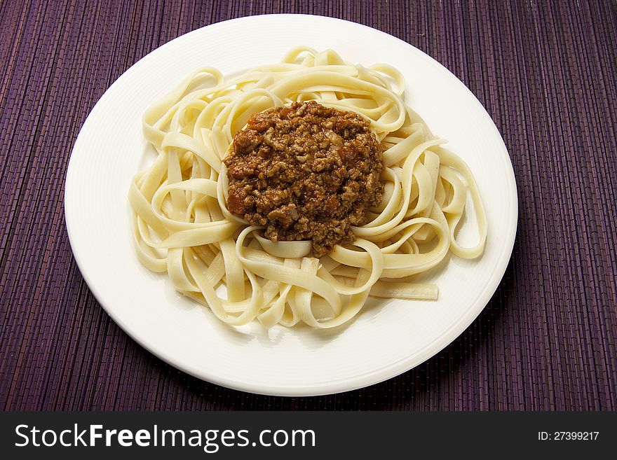 Pasta linguini with sauce bolognese. Pasta linguini with sauce bolognese