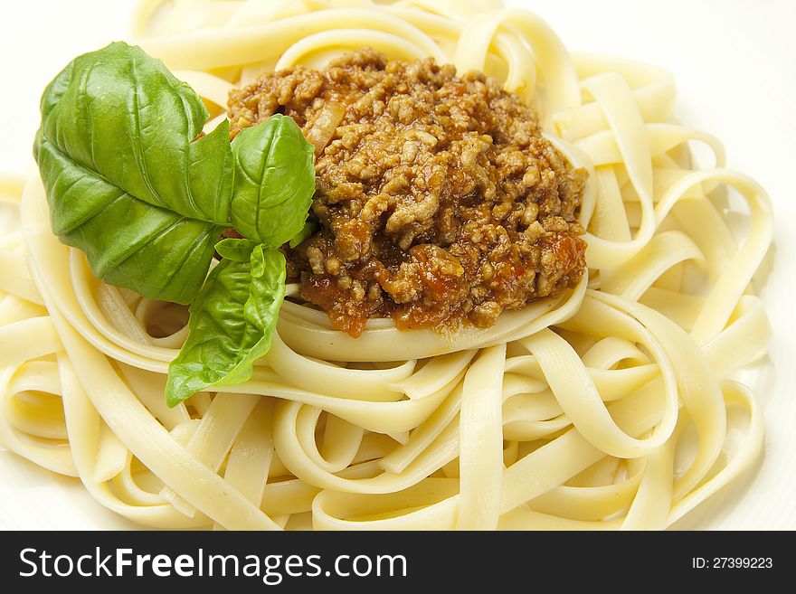 Italian pasta linguini with sauce bolognese. Italian pasta linguini with sauce bolognese