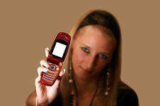 Girl With Mobile Phone Stock Image