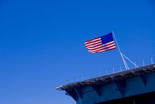 American Flag On A Carrier Stock Photo
