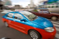 Fast Taxi In City Traffic Royalty Free Stock Photo Fast Taxi In City Traffic Royalty Free Stock Photo